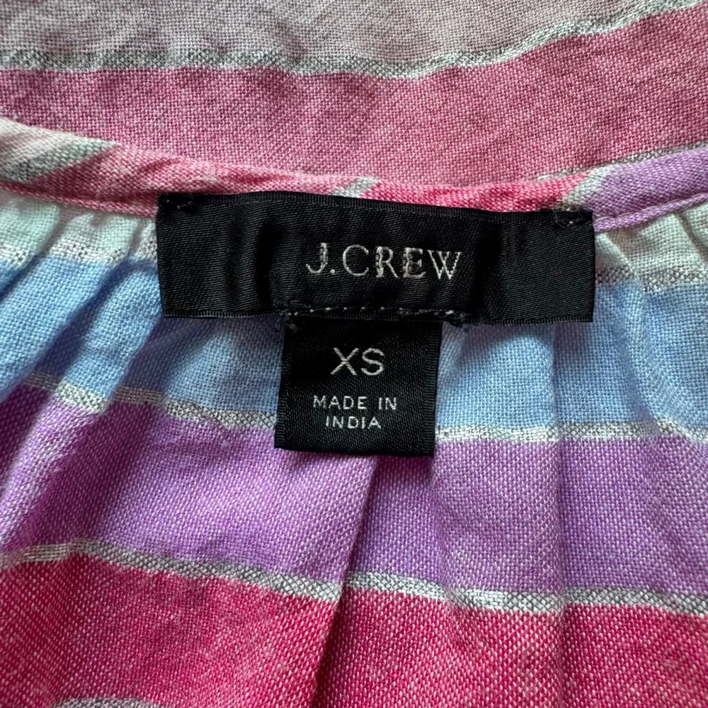 J. Crew Multi color Striped Pheasant Tassel Metallic Long Sleeve Blouse | XS